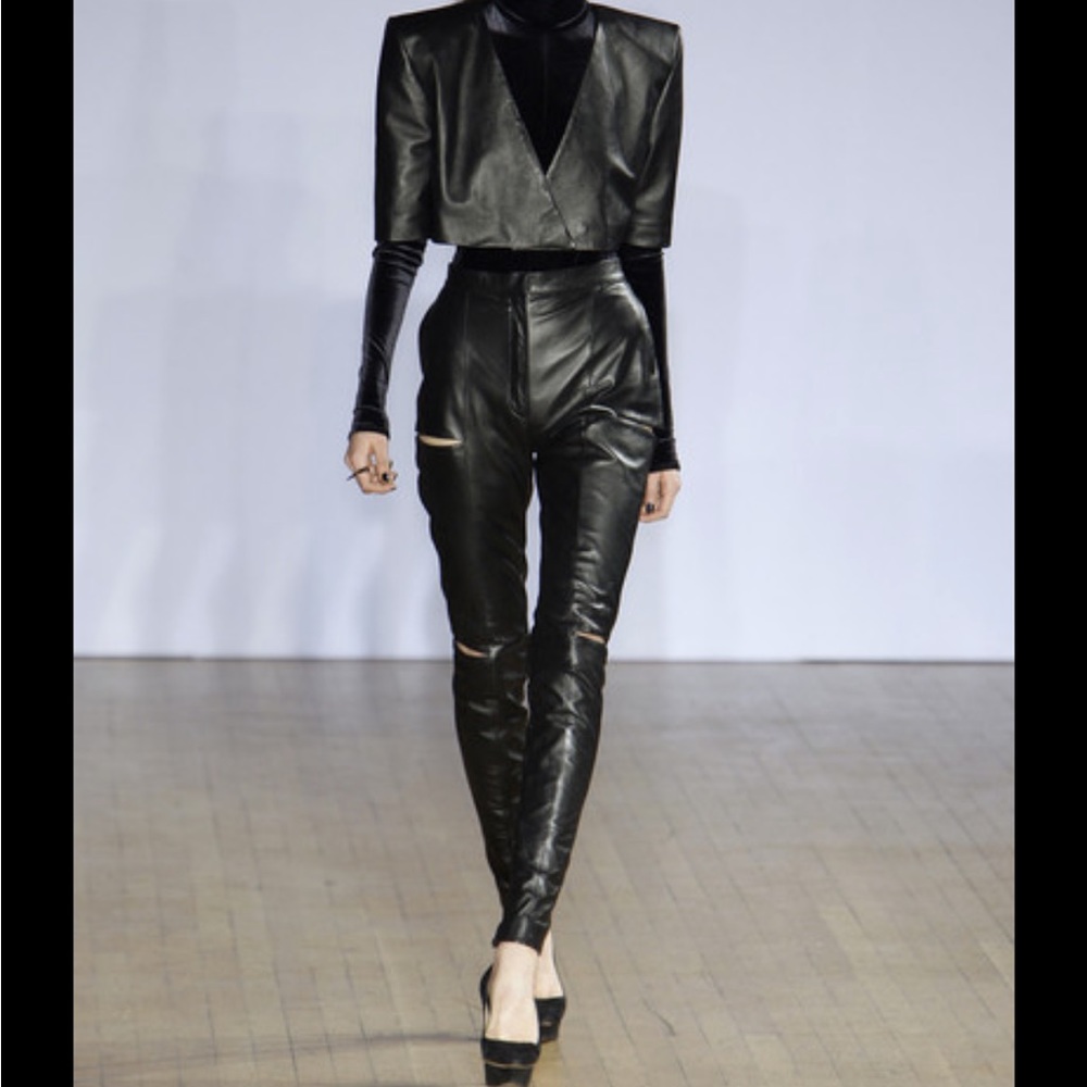 Hannah Marshall Genuine Leather Cutout pants